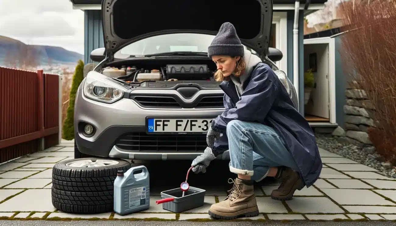Norwegian driver checks tire pressure and fluids to reduce maintenance costs